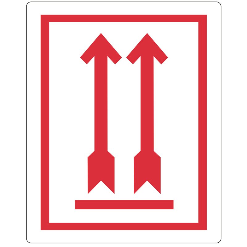 rillprint waarschuwingsetiketten BOVEN! NIET KANTELEN, permanent klevend, wit/rood, 500 stuks